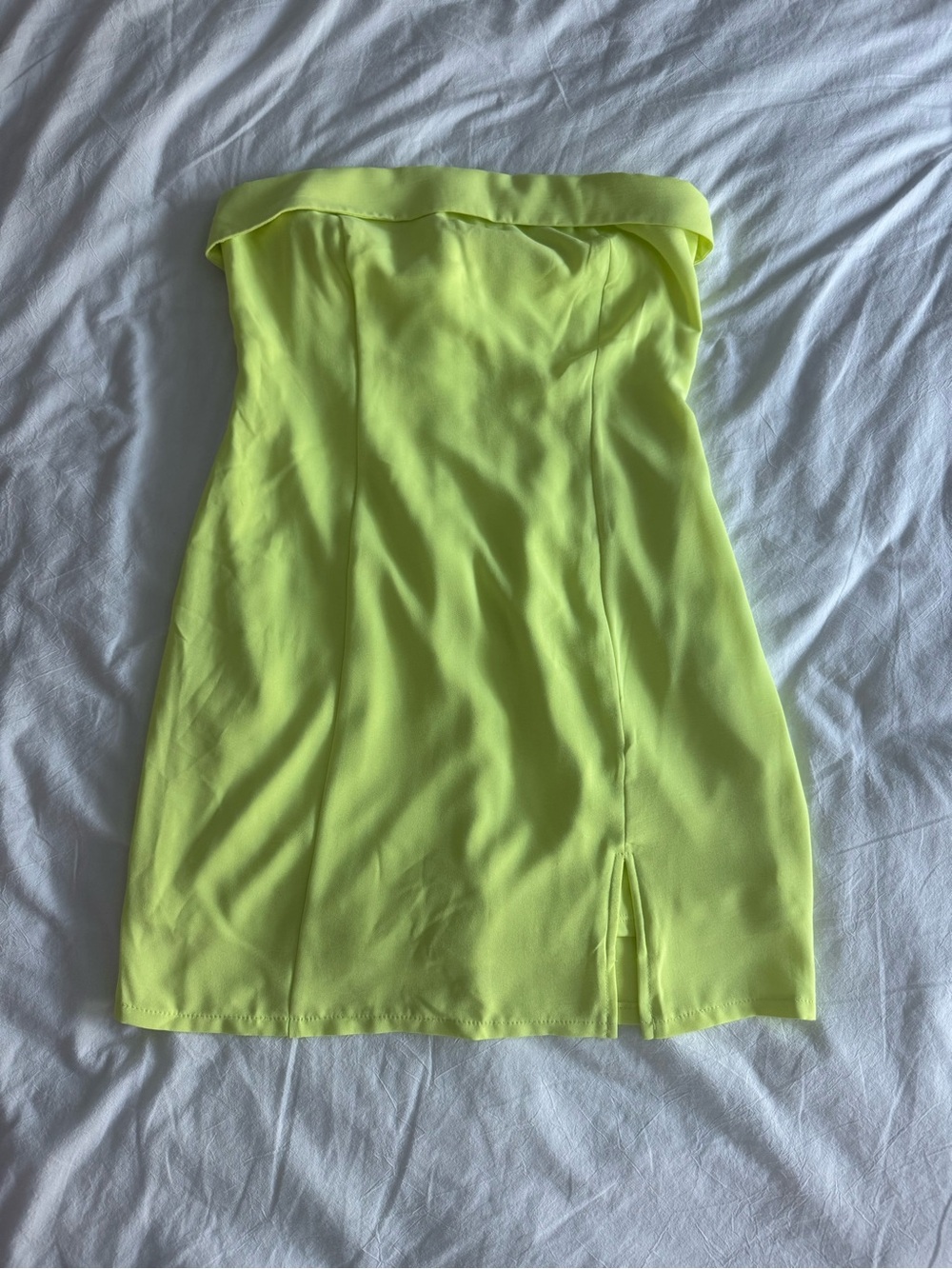 Forever 21 Strapless Neon Lime Mini Dress